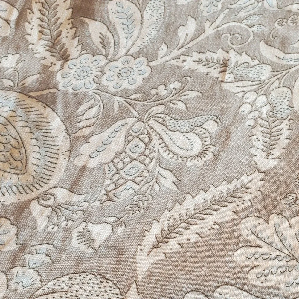 Carleton V Linen Fabric Homemade Bed Cover Comforter Ruffled Beige 89x87 Unused